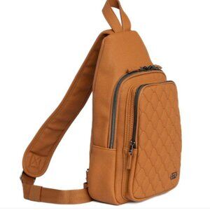 lug Quilted Sling Shoulder Bag in Tan